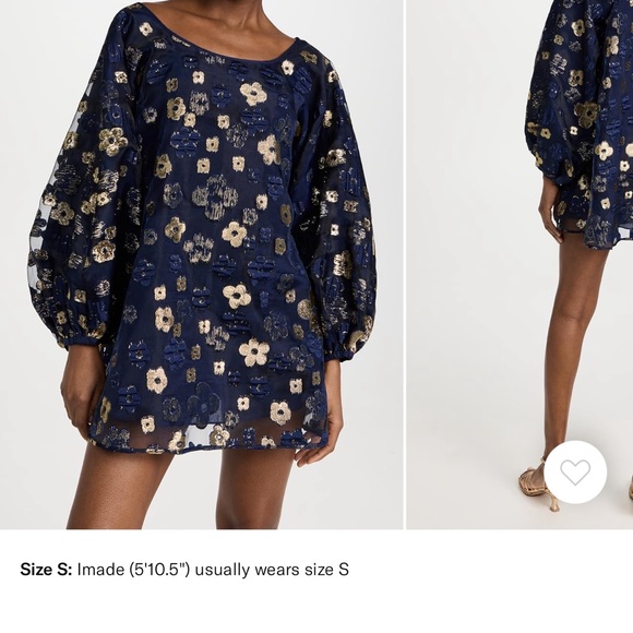 Arianne Navy and Gold Floral Mini Dress - Picture 2 of 3